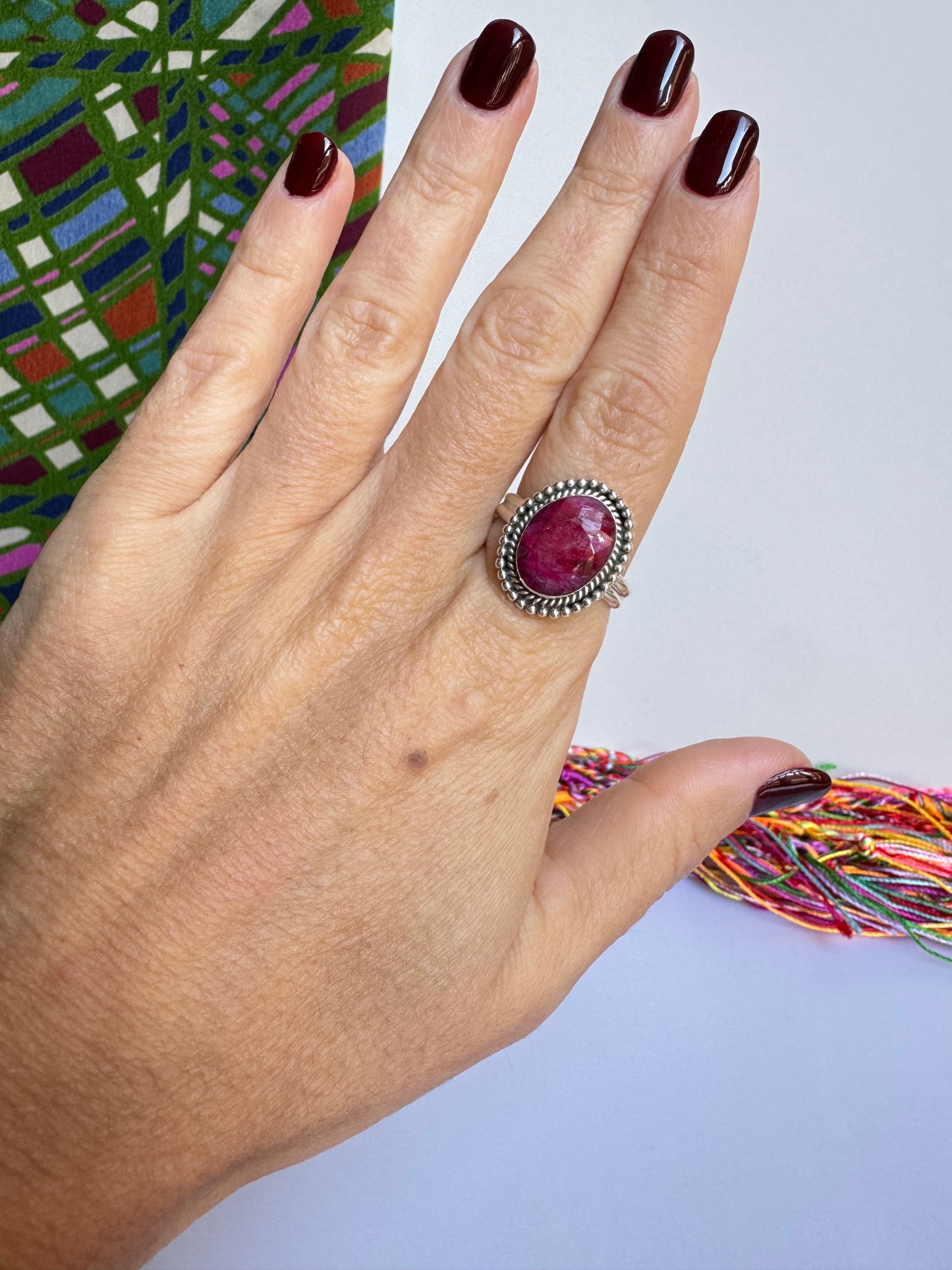 Anello argento 925 radice di rubino misura 23/24 M2