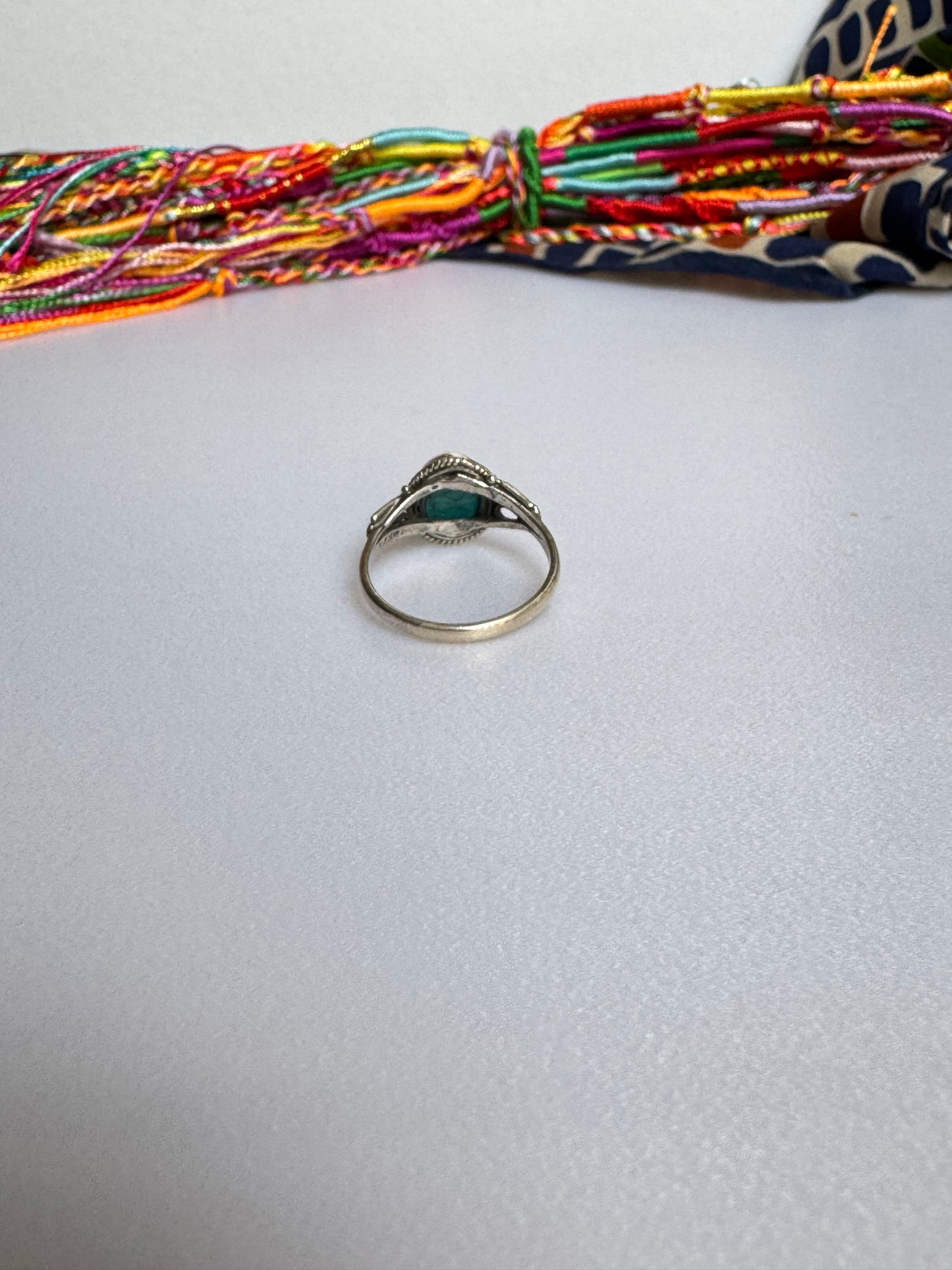 Anello argento 925 turquenite howlite turchese misura 14 - HO2