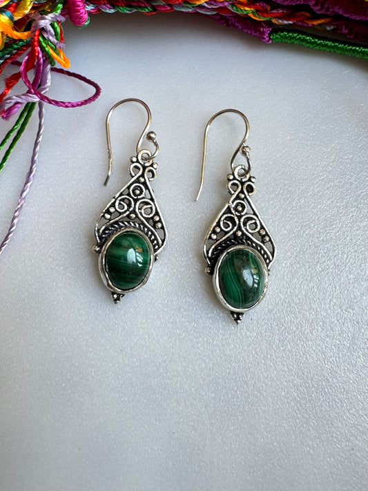 Malachite 925 silver earrings