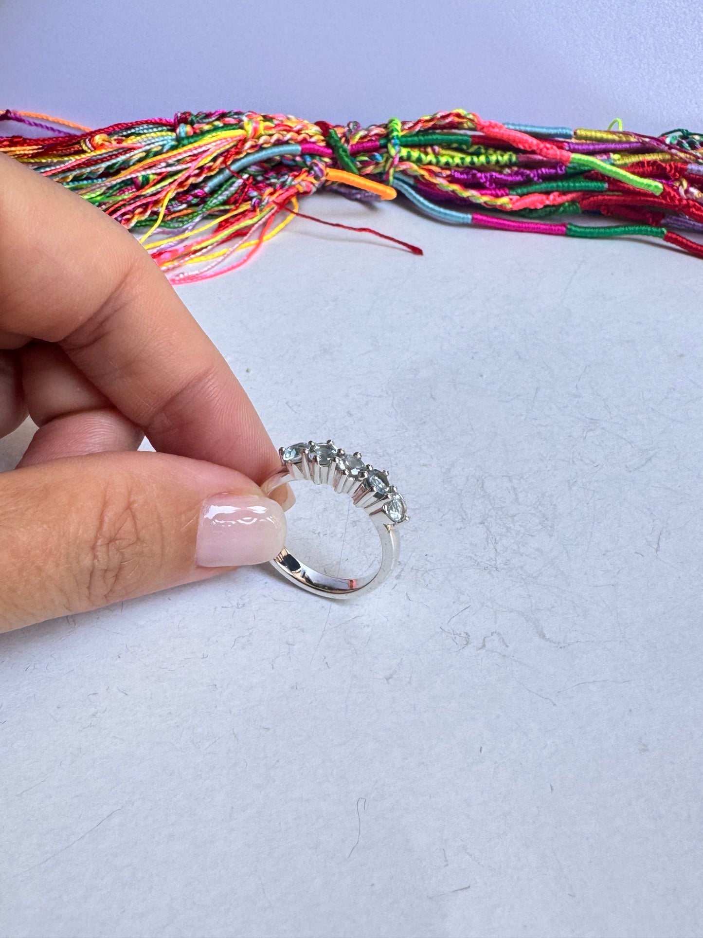 Anello argento 925 acquamarina misura 19 - 7UM