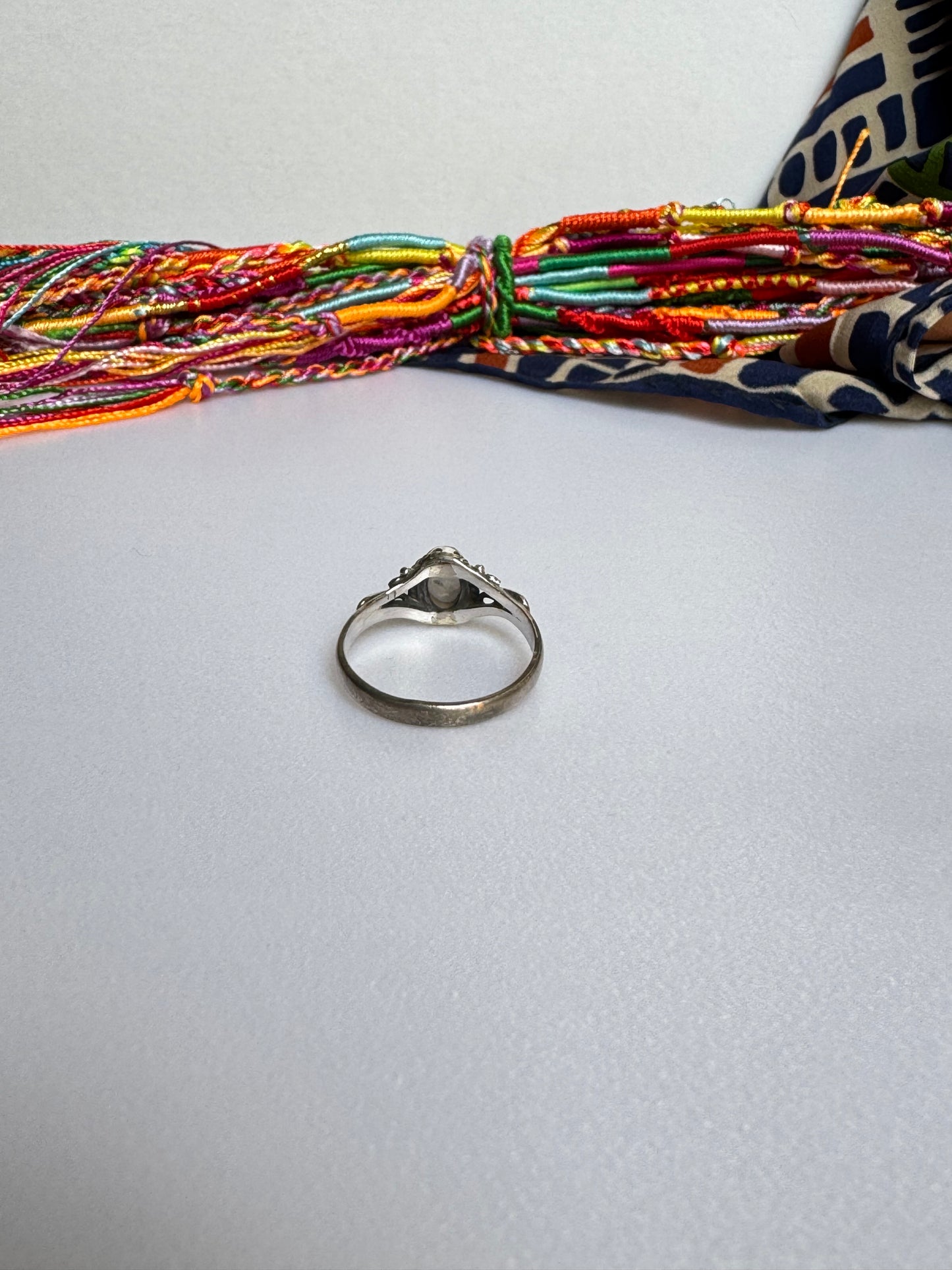 Anello argento 925 Pietra di luna arcobaleno misura 21 - 4AR