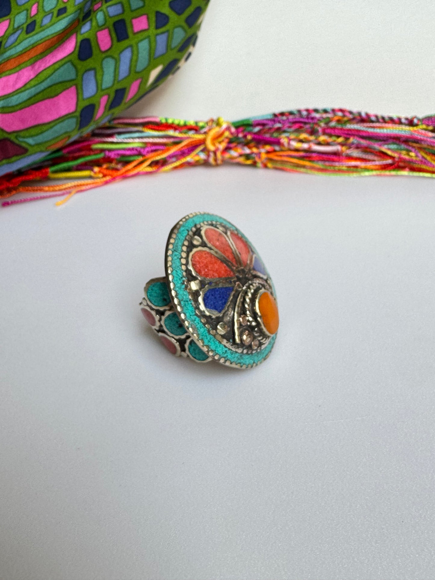 Anello nepalese mosaico vintage