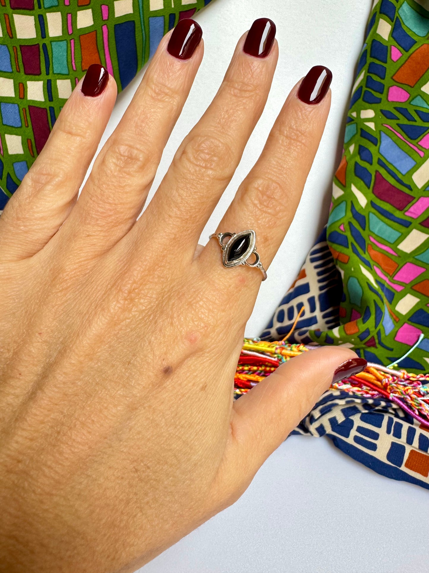 Anello argento 925 onice nero misura 19 - 2ON