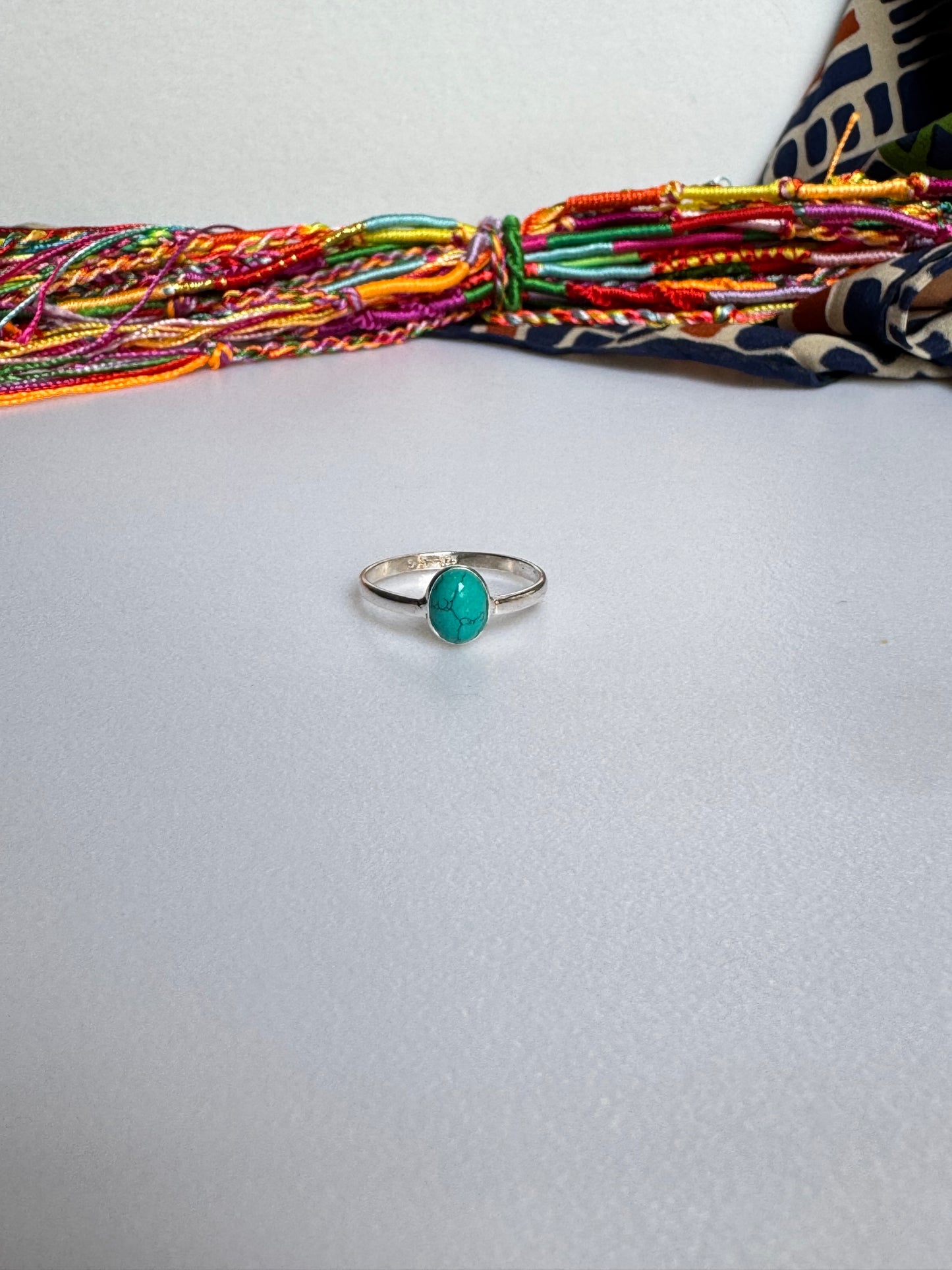 Anello argento 925 turquenite howlite turchese misura 17/18 23WE