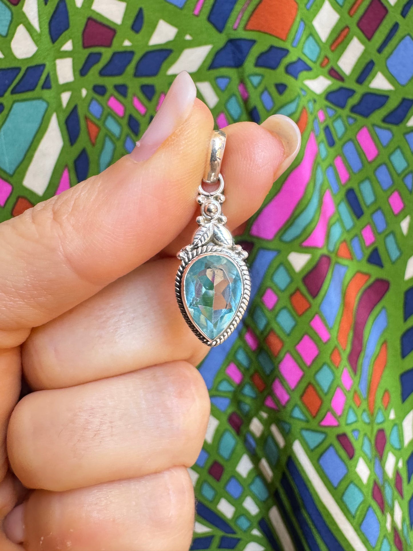 925 silver aquamarine pendant F28