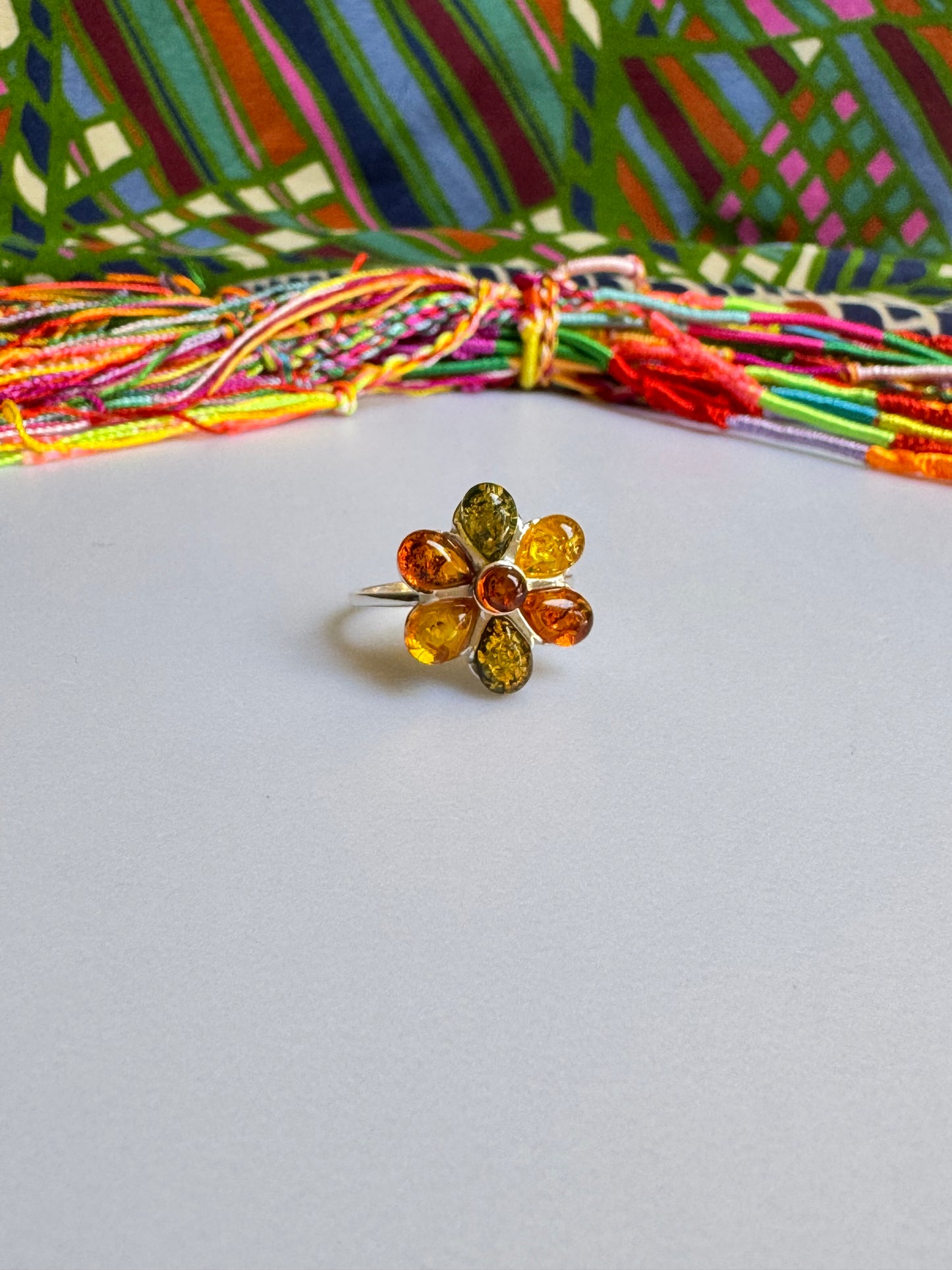 925 silver amber ring size 20 29A