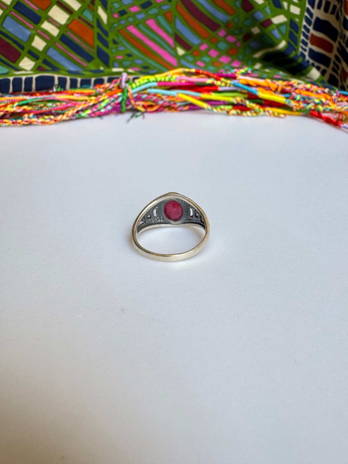 925 Silberring mit Rubinwurzel Größe 17 -X74