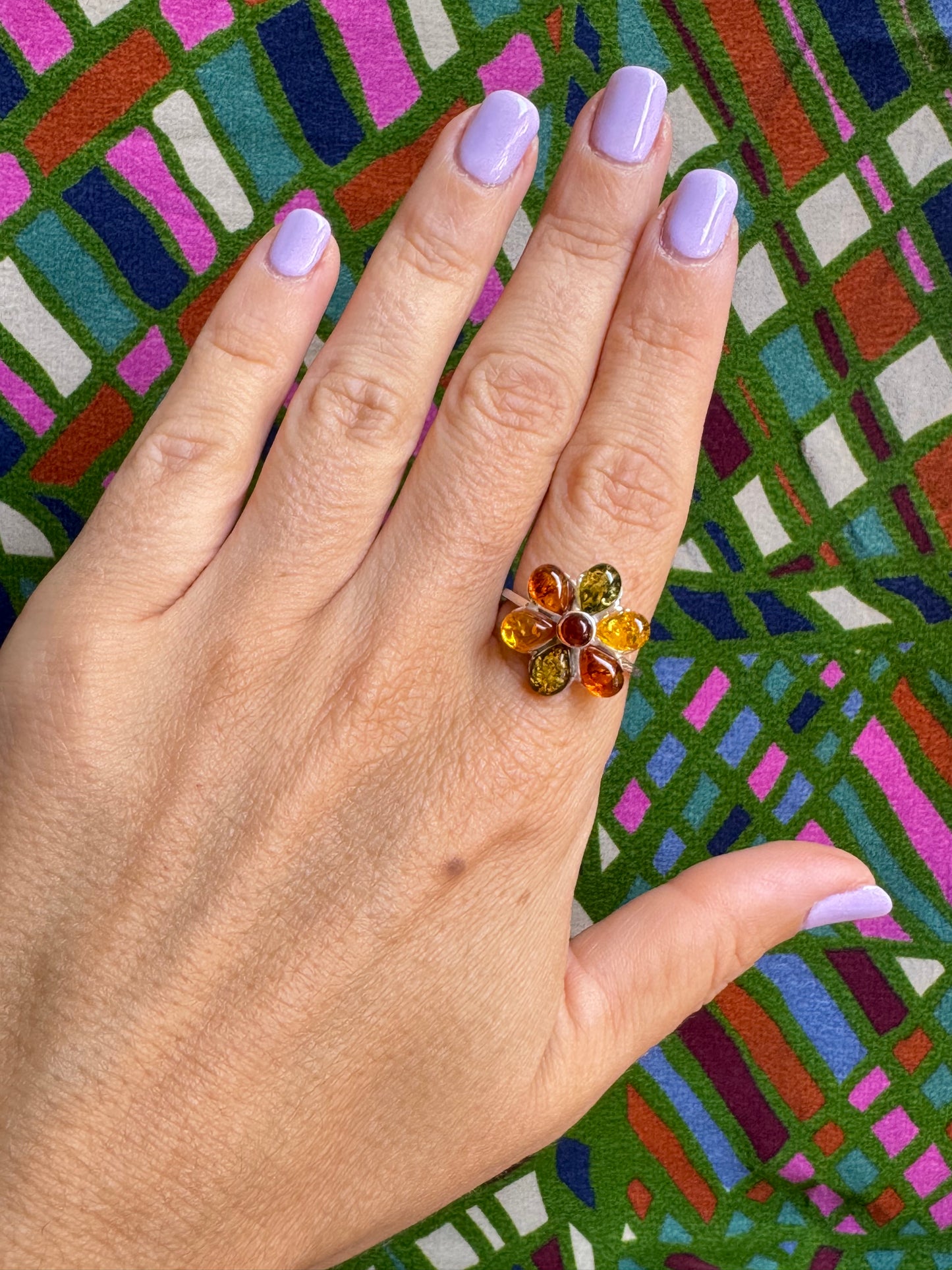 925 silver amber ring size 20 29A