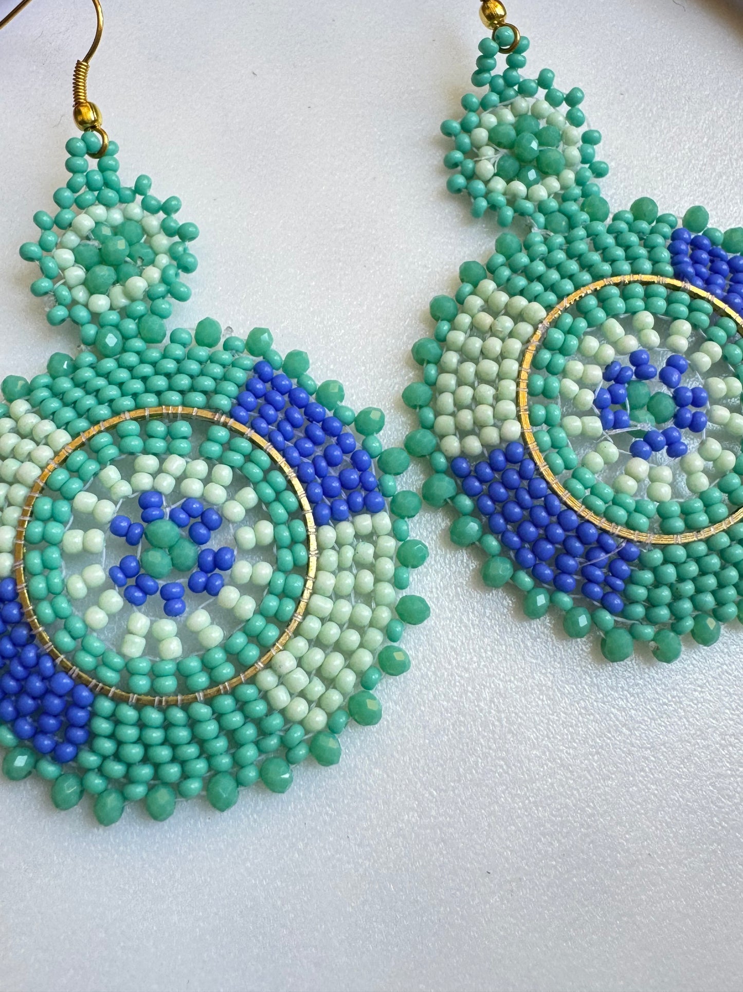 Gold earrings turquoise beads