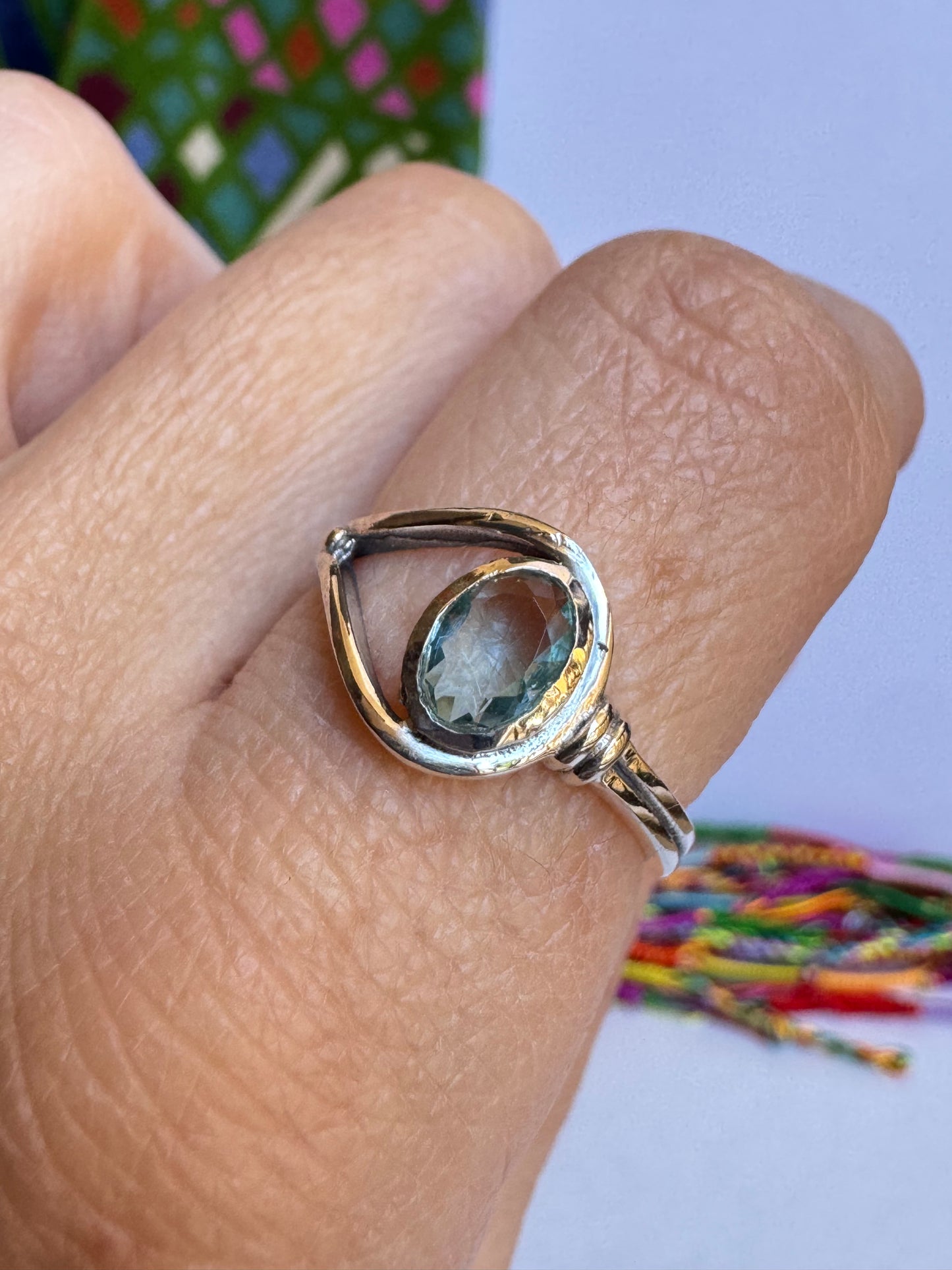 Anello argento 925 acquamarina misura 18/19 - 18AQ