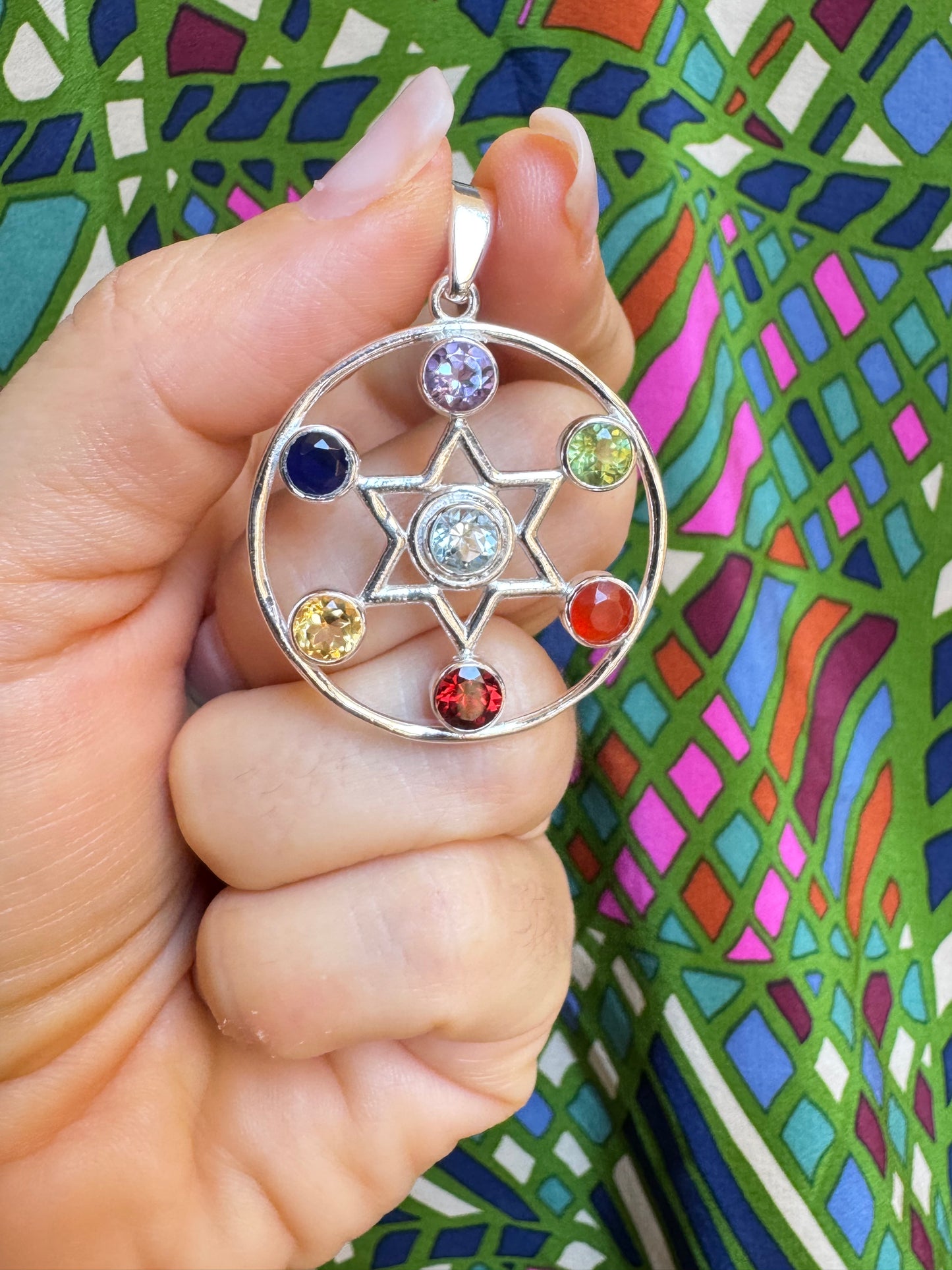 925 silver pendant 7 chakra F36