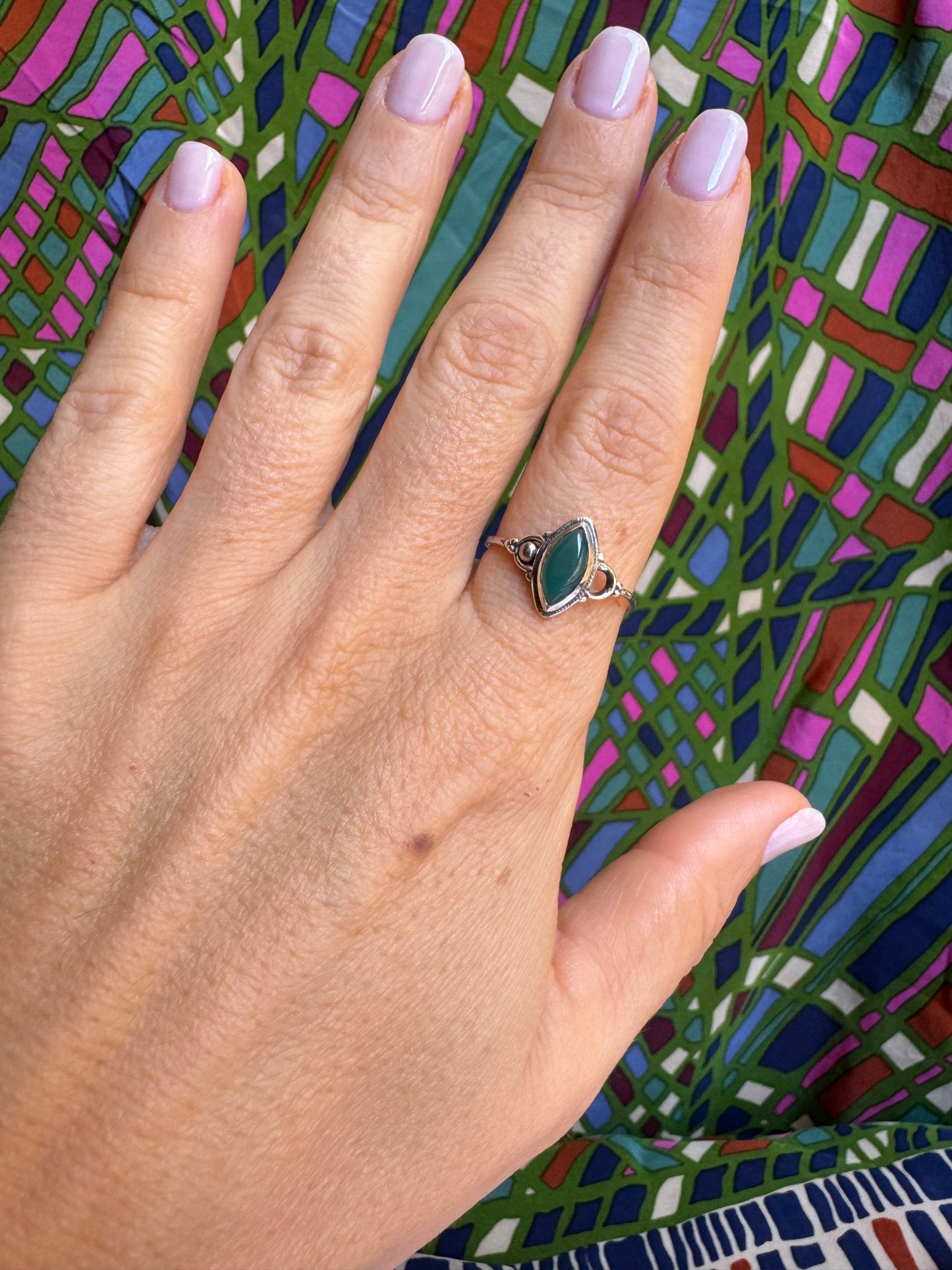 925 silver chrysoprase ring size 19 - G57