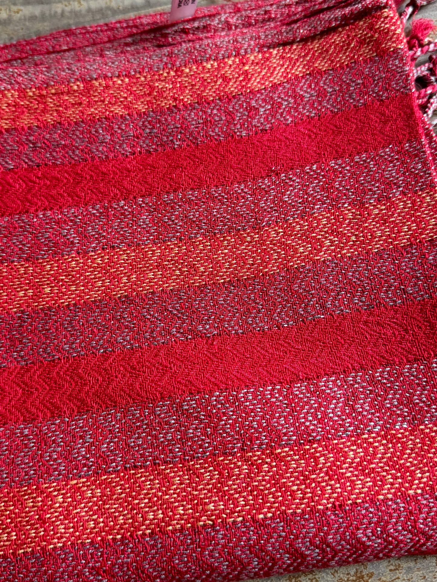 Pashmina scarf stole India fuchsia red and light blue