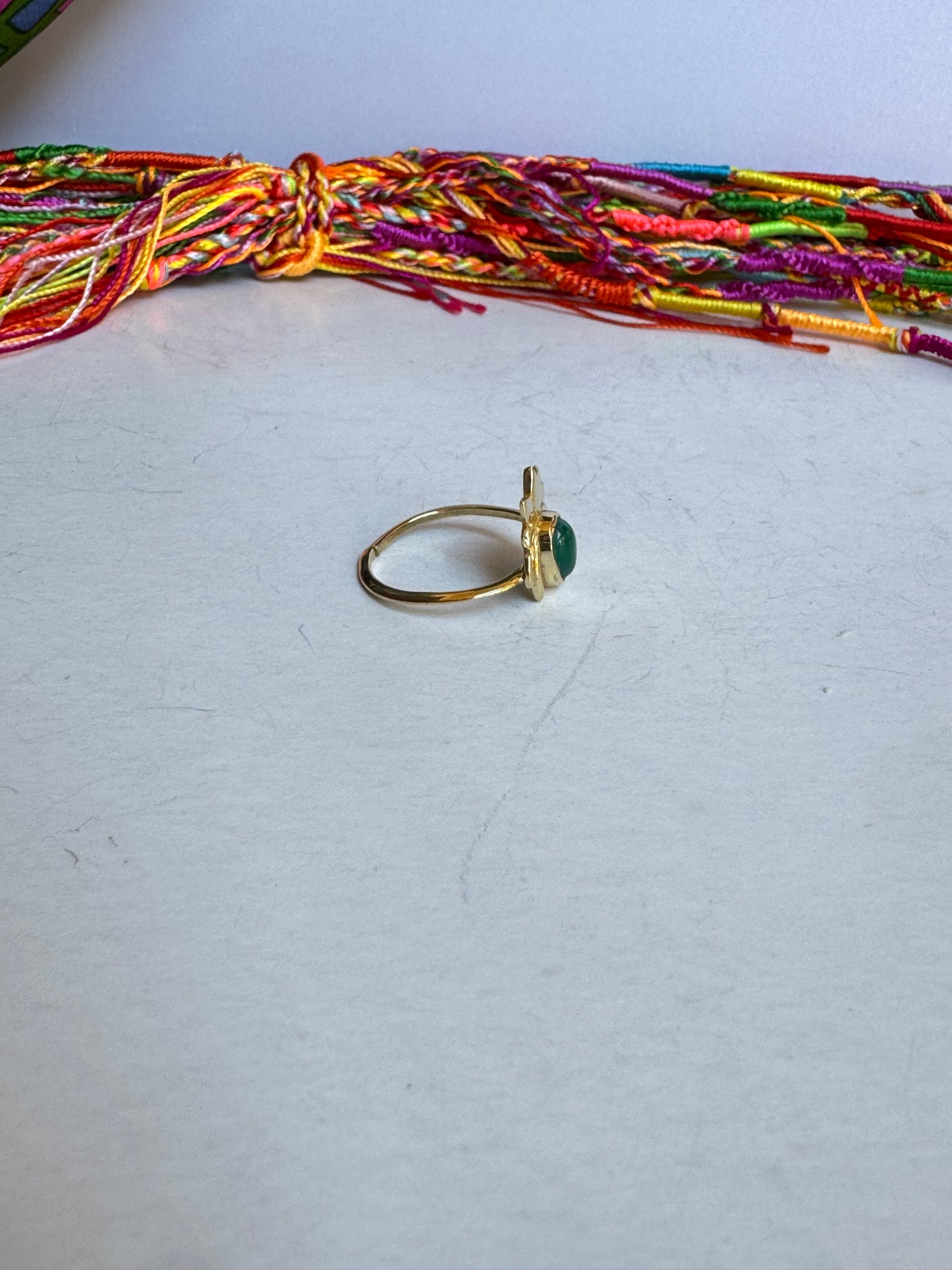 Anello boho dorato verde
