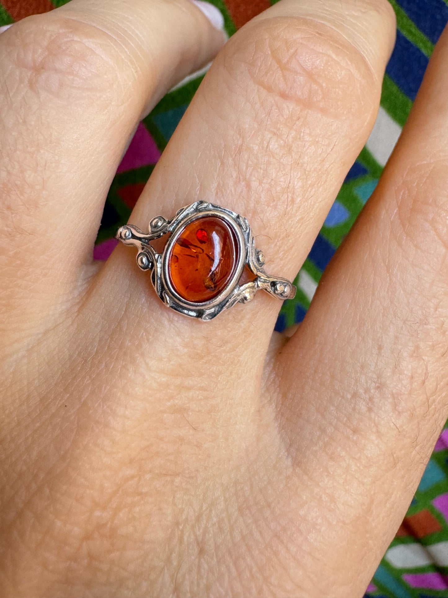 Amber Silver Ring 15A