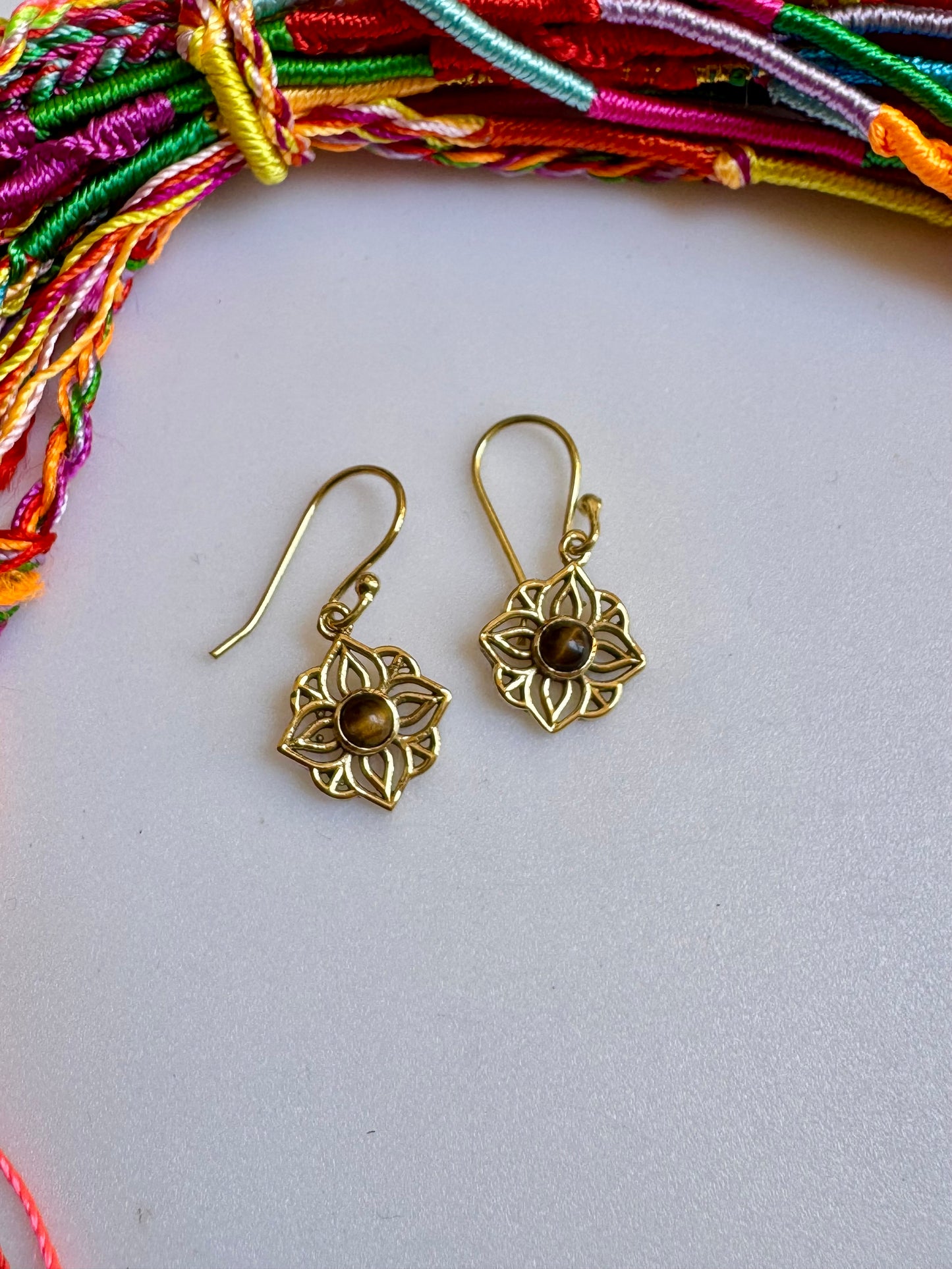 Brown gold boho earrings