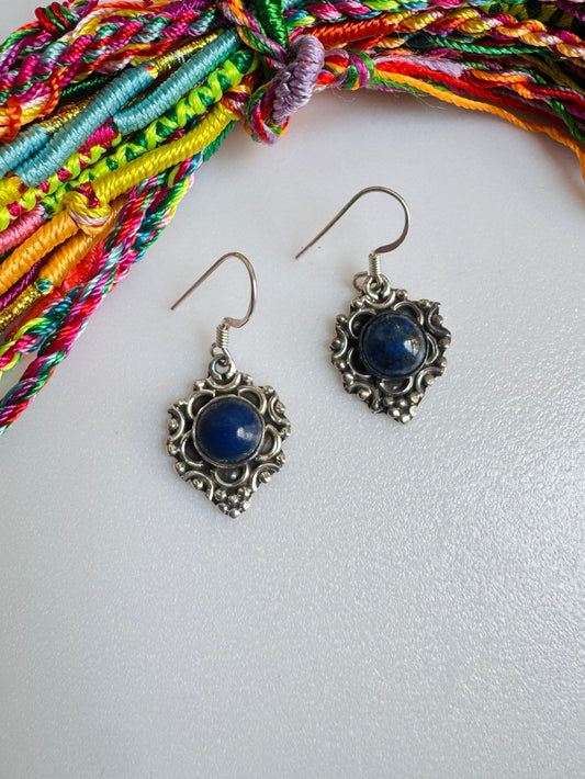 925 silver earrings with lapis lazuli R48