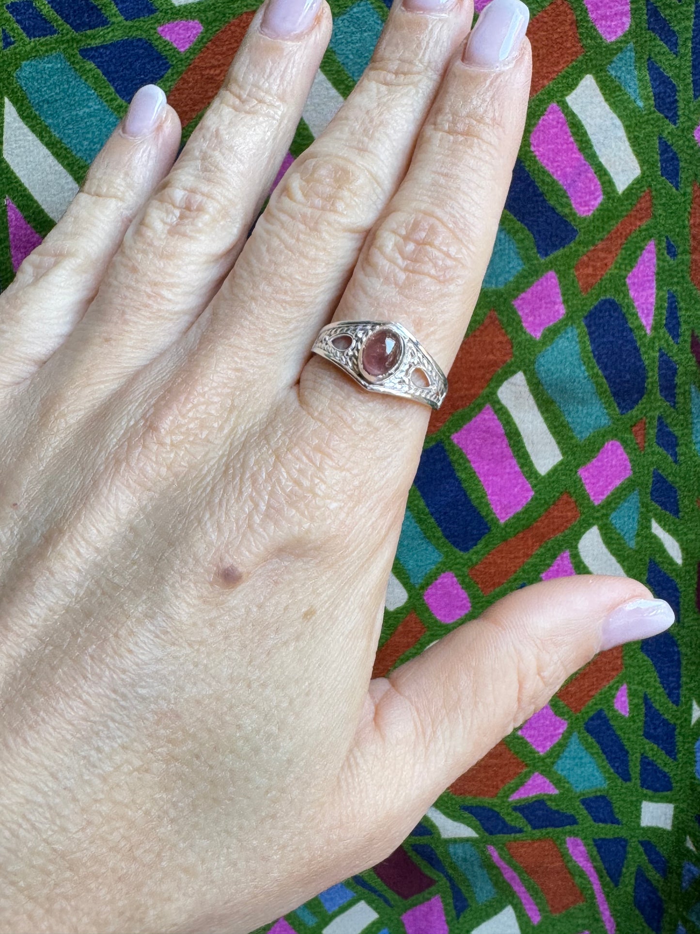 925 Silber Turmalin Ring Größe 20- TA8