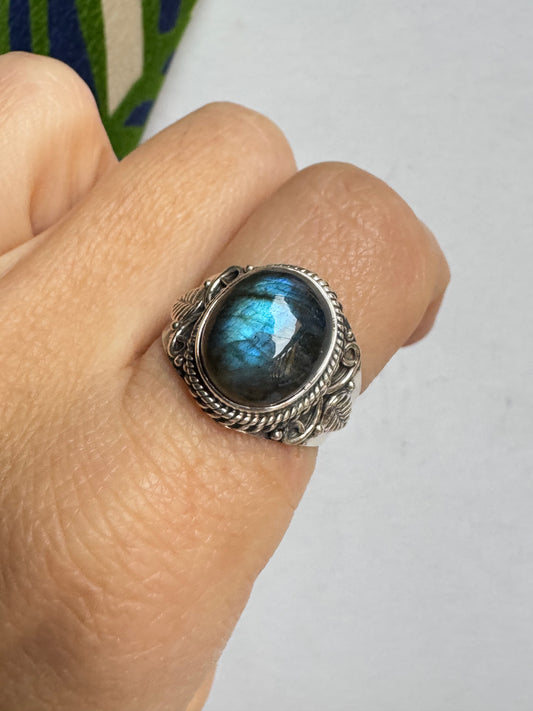 Anello argento 925 labradorite misura 17/18 - 30SZ
