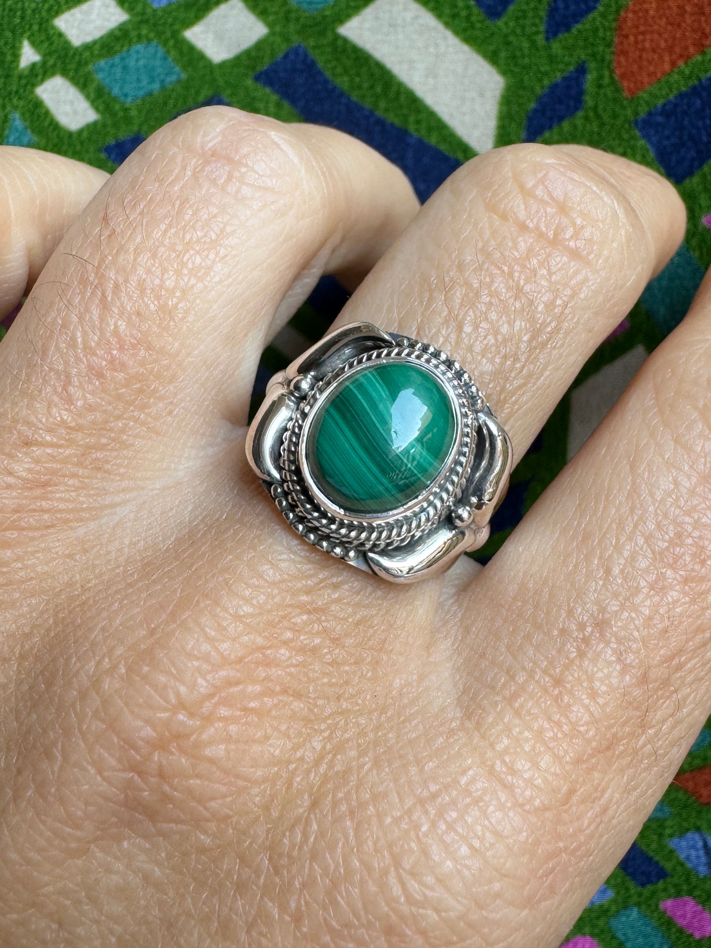 925 silver ring malachite E84