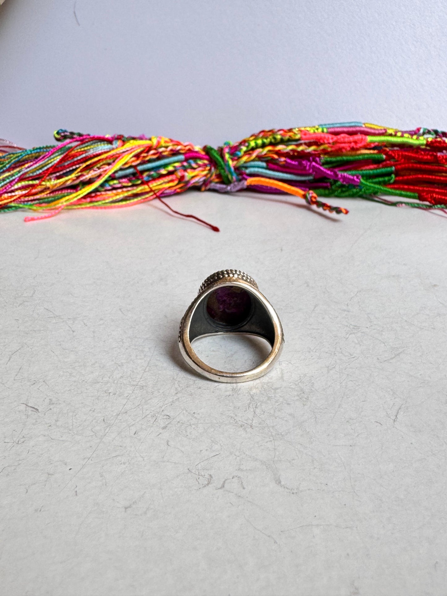 Anello argento 925 purple copper turquoise misura 16 1V