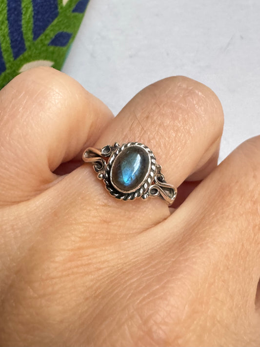Anello argento 925 labradorite misura 12/13 - 29SZ