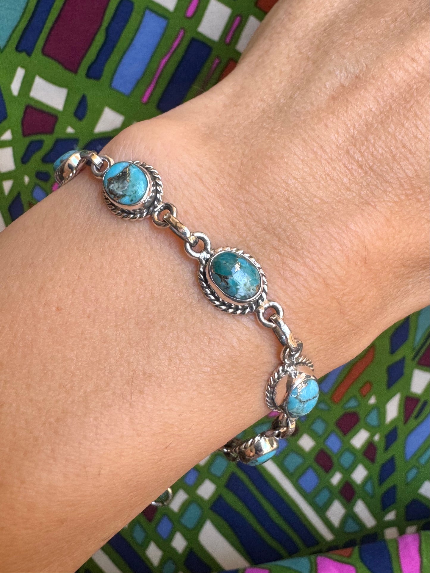 925 copper turquoise B56 silver bracelet