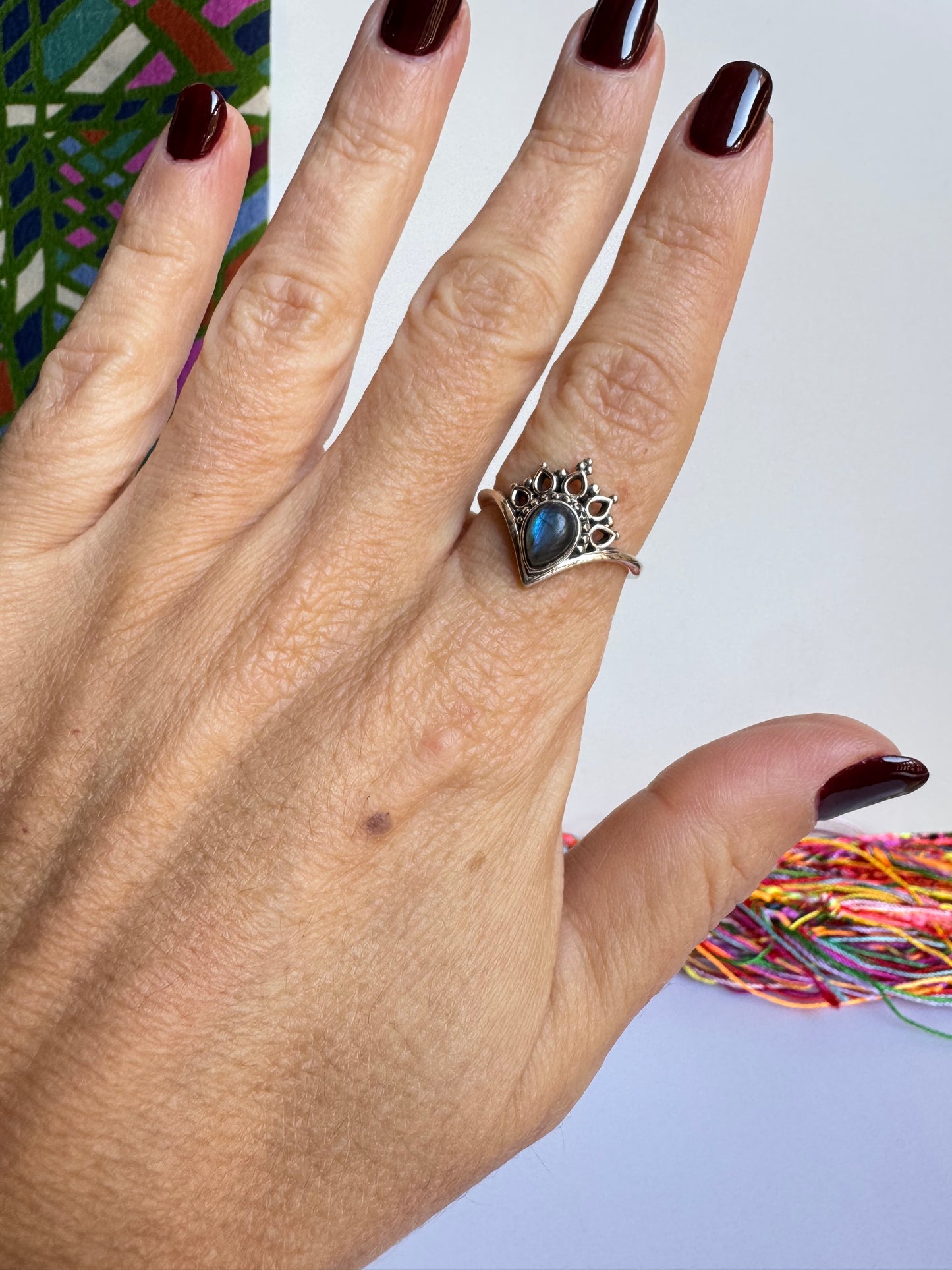 Anello argento 925 labradorite misura 17 - 7LAB