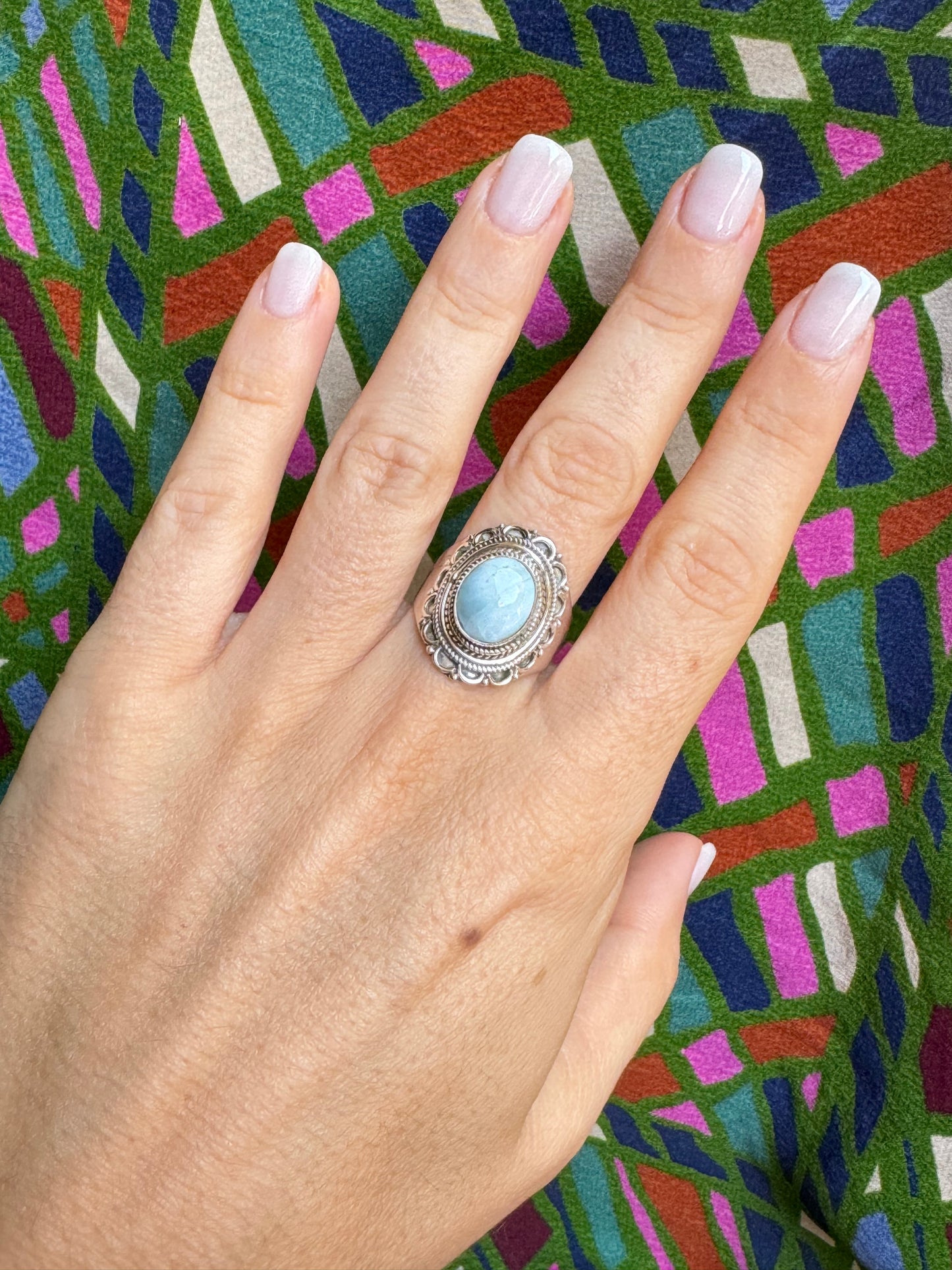 925 silver ring larimar T86