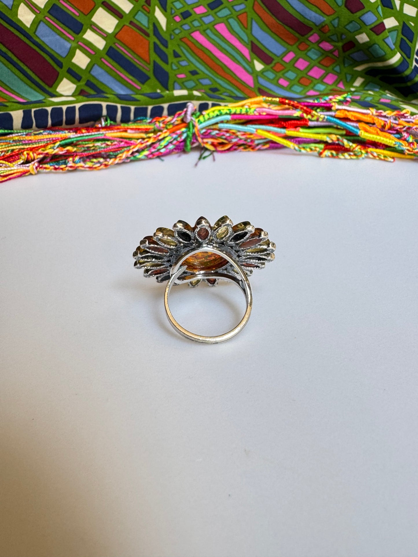 925 silver amber ring size 20/21 adjustable 31A