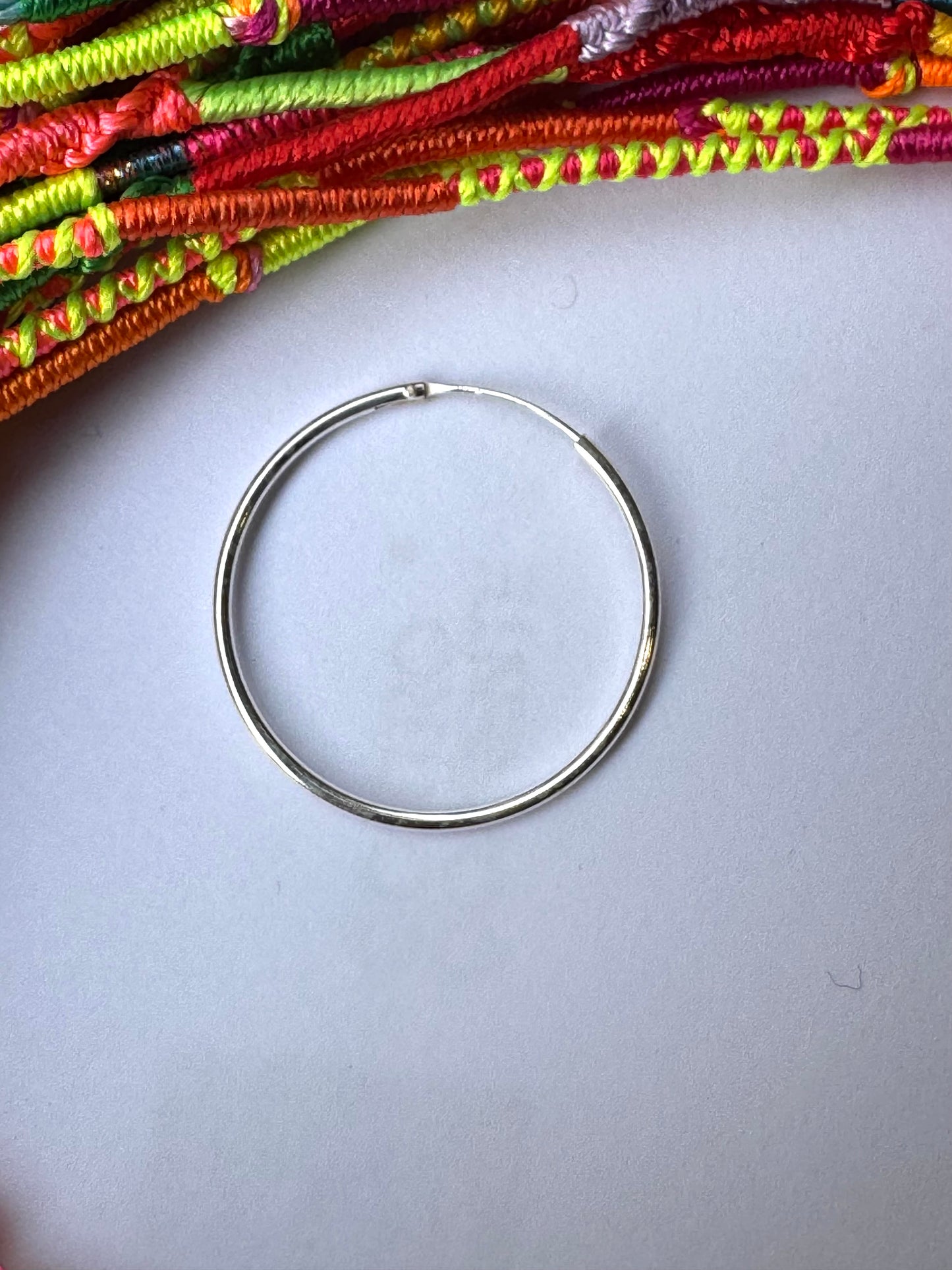 Single earring smooth circle 3cm 925 silver W18