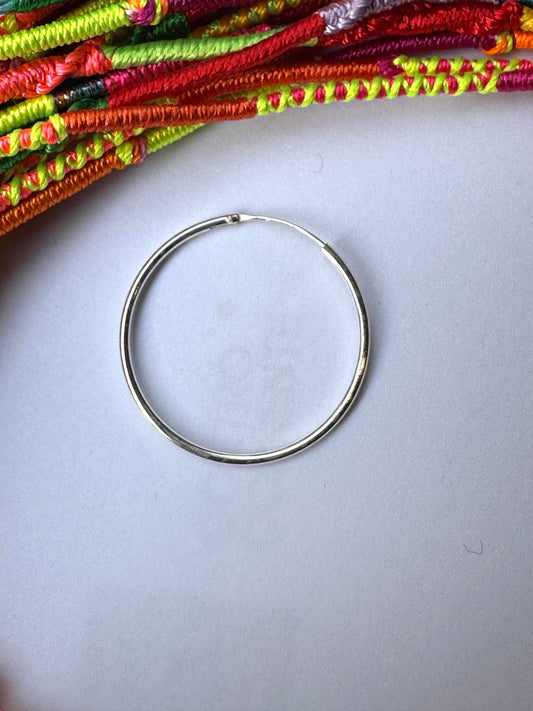 Single earring smooth circle 3cm 925 silver W18