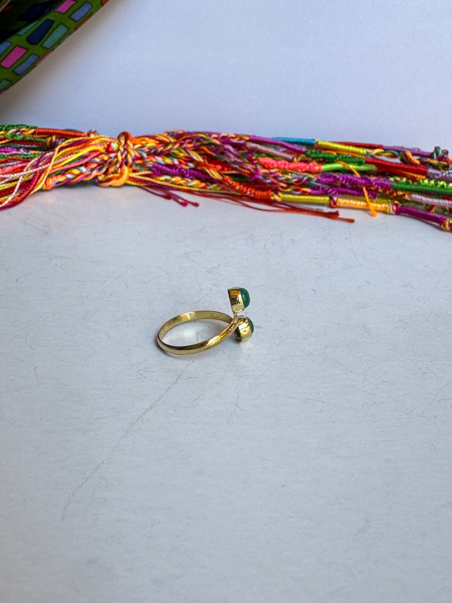 Anello boho dorato verde