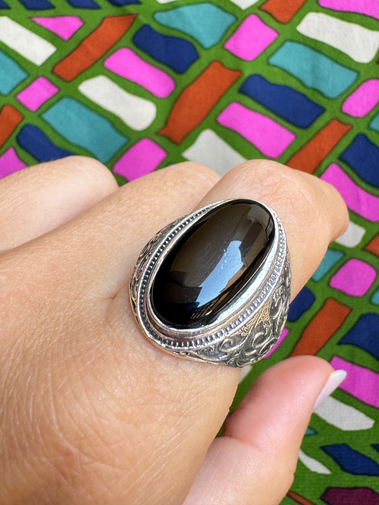 T52 black onyx 925 silver ring