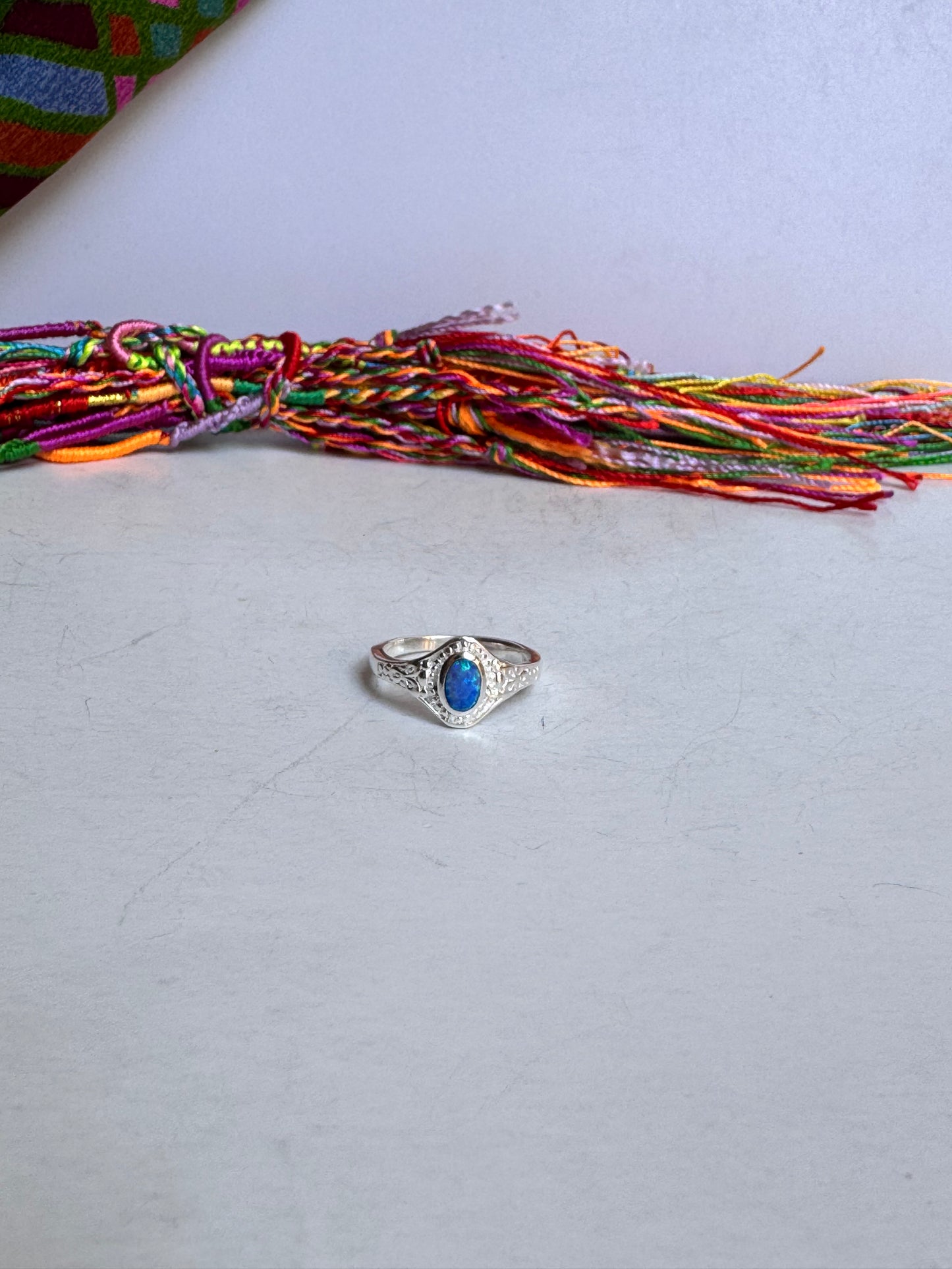 Anello argento 925 opale blu misura 15 2OP