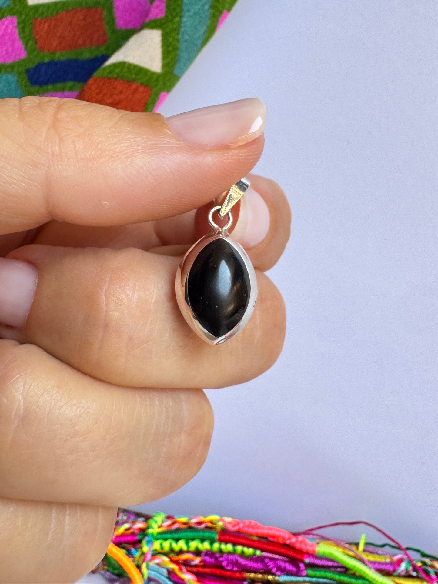 Ciondolo argento 925 madreperla - onice nero 42K