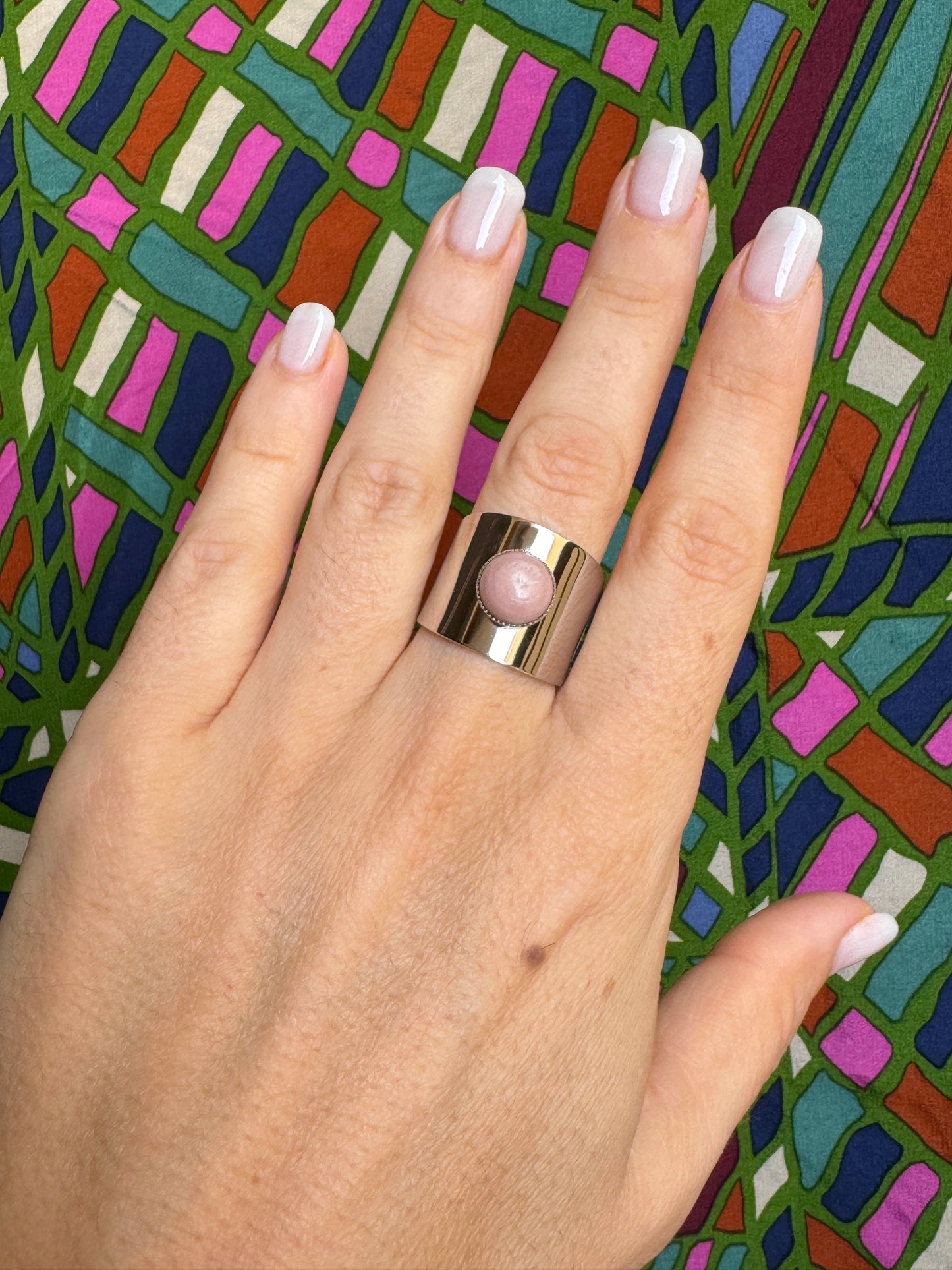 Antique pink steel ring