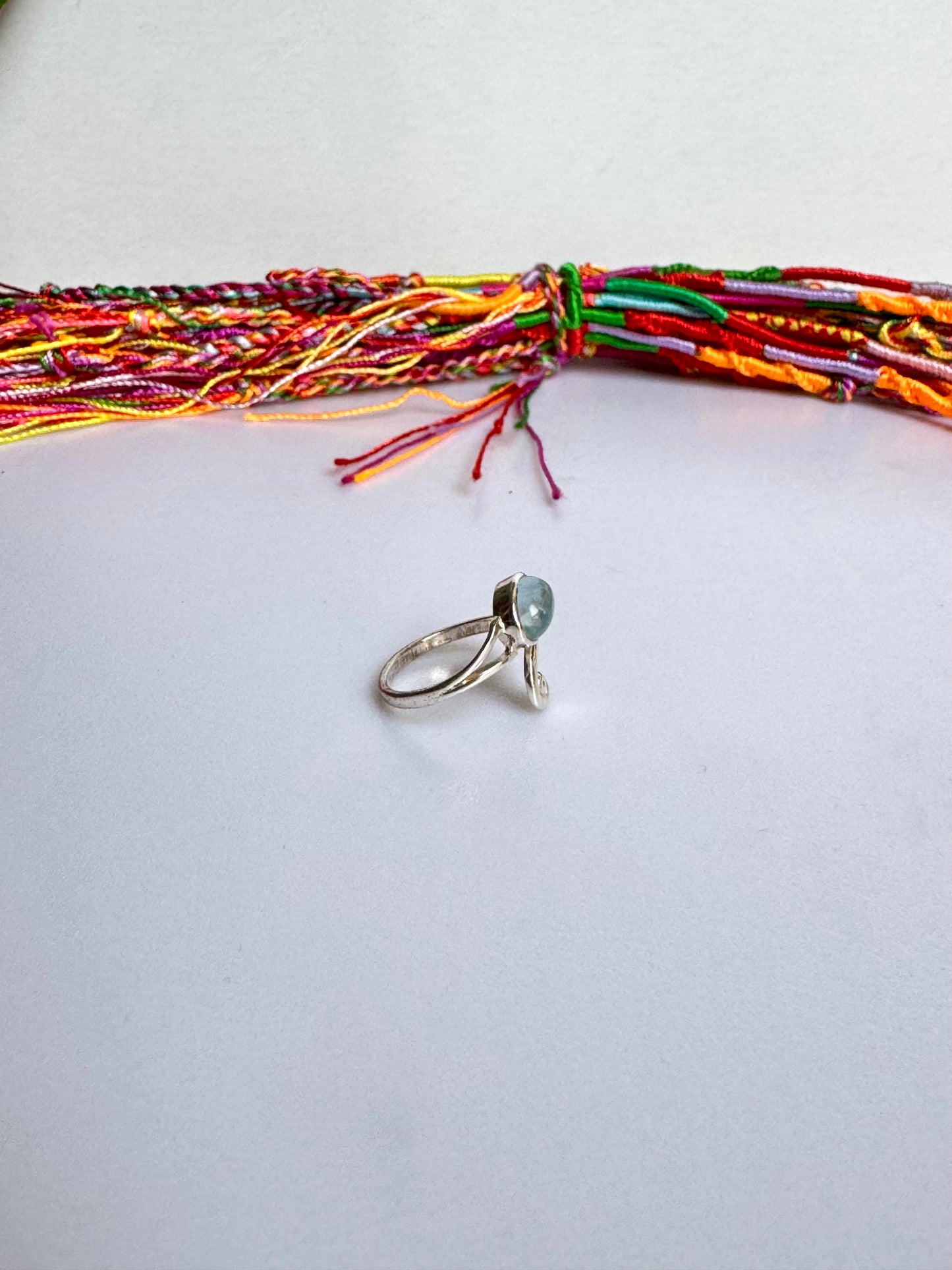 Anello argento 925 regolabile acquamarina misura 12 - 3SZ