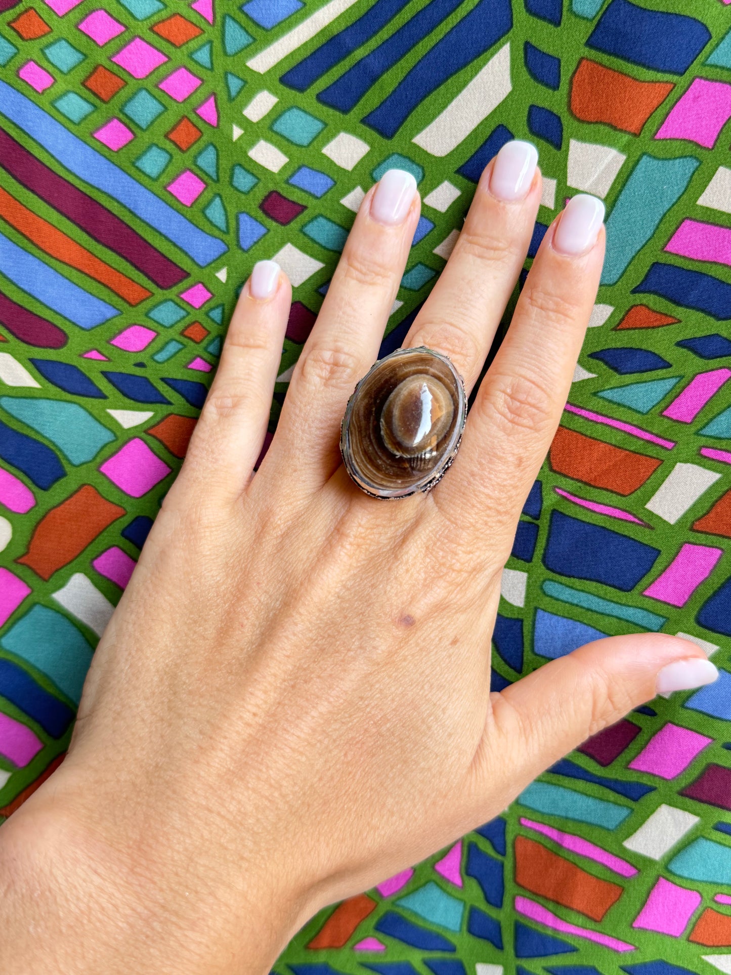 Antique vintage agate stone ring