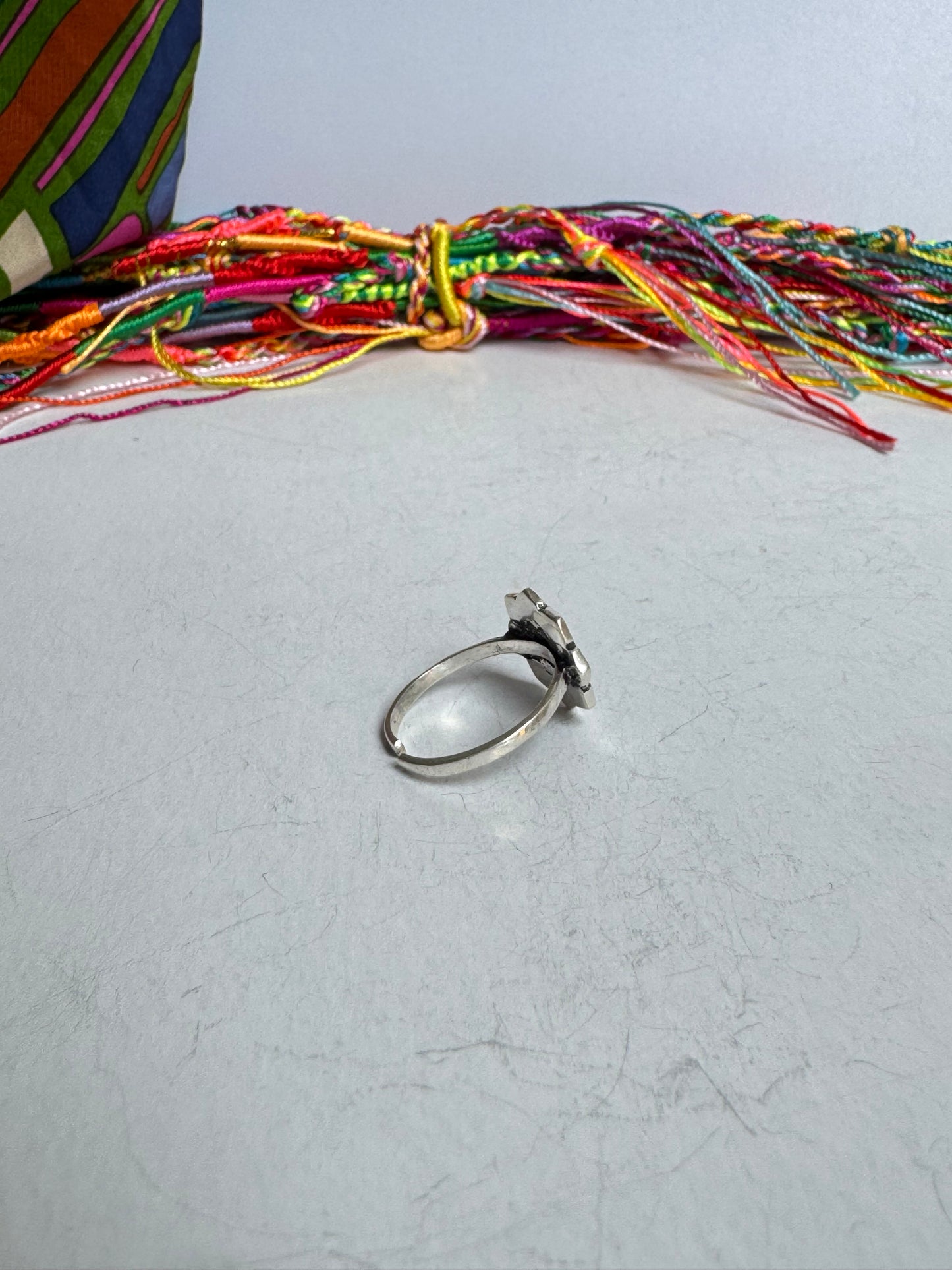 Anello boho argentato elefante mandala