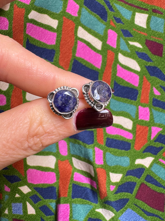 925 silver lapis lazuli earlobe earrings