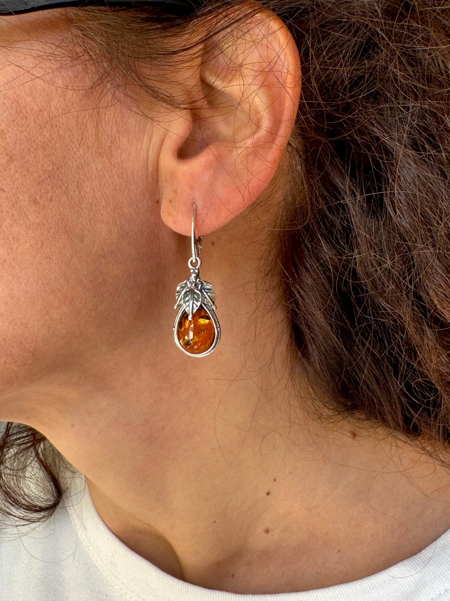 925 silver amber earrings 33AM