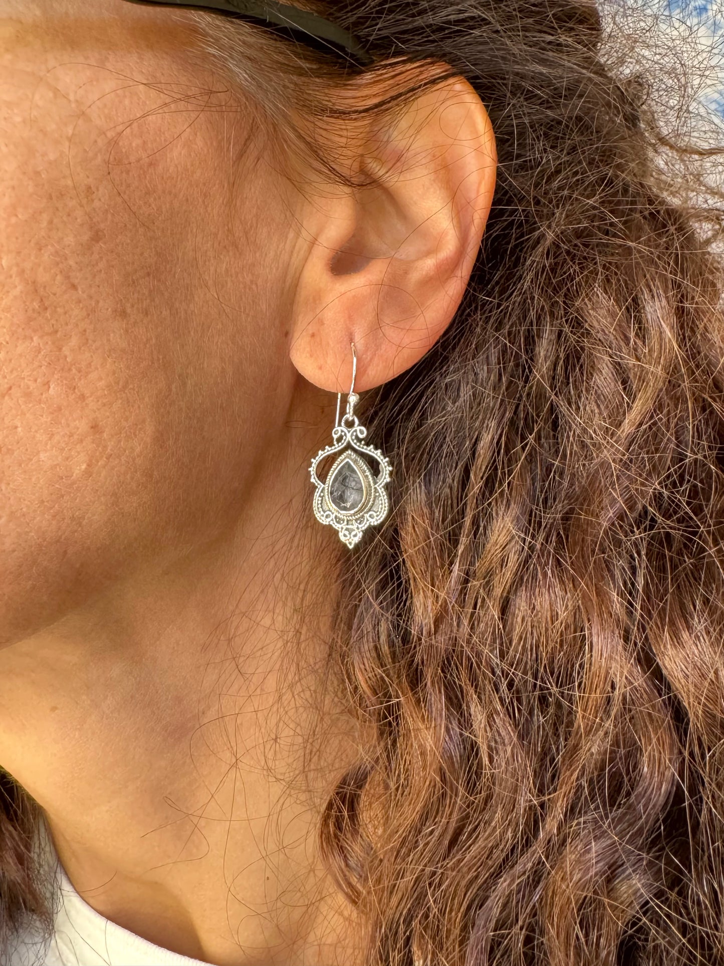 925 silver earrings with sapphire root D2