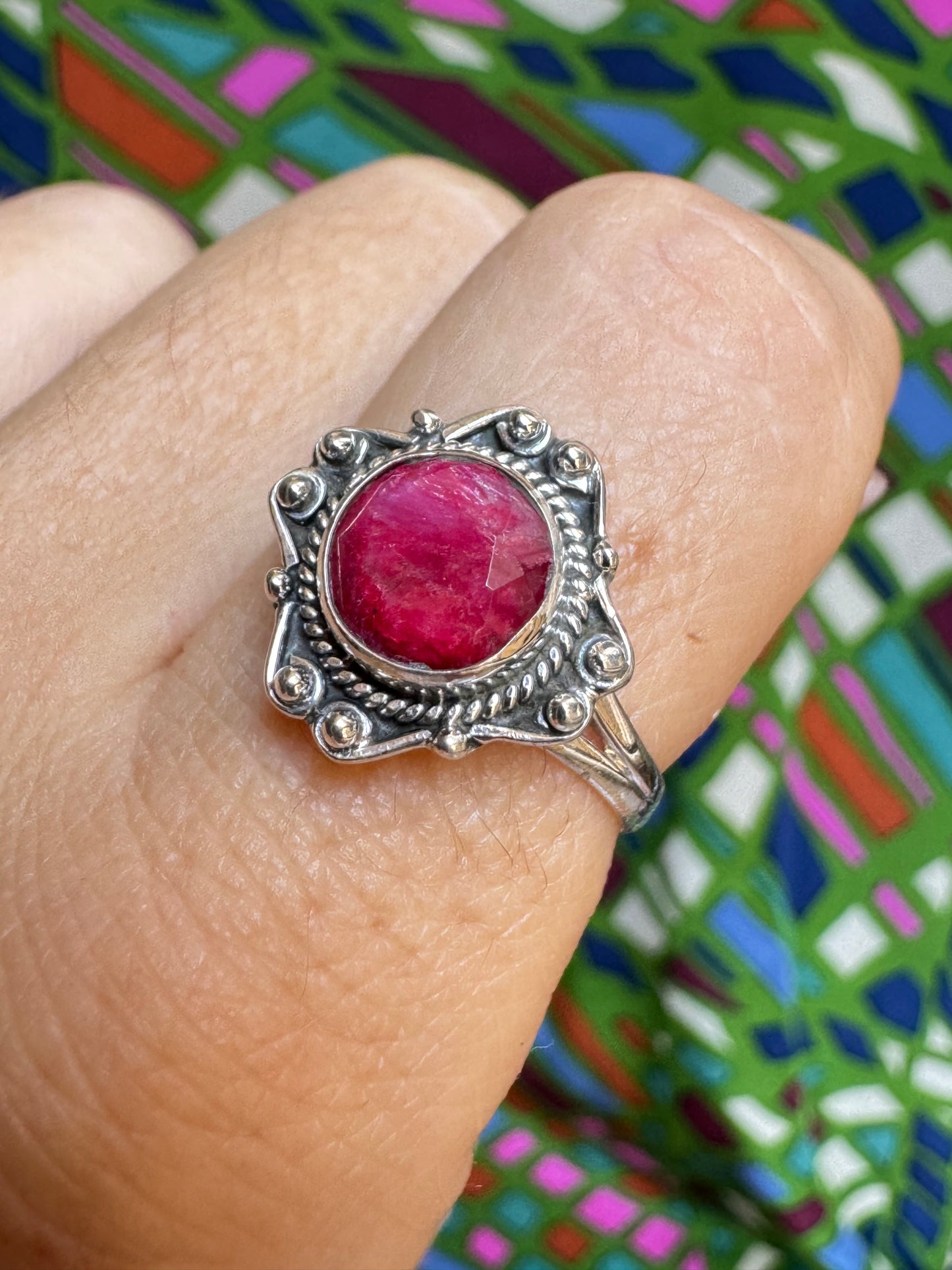 Anello argento 925 radice di rubino misura 17 - 22AM