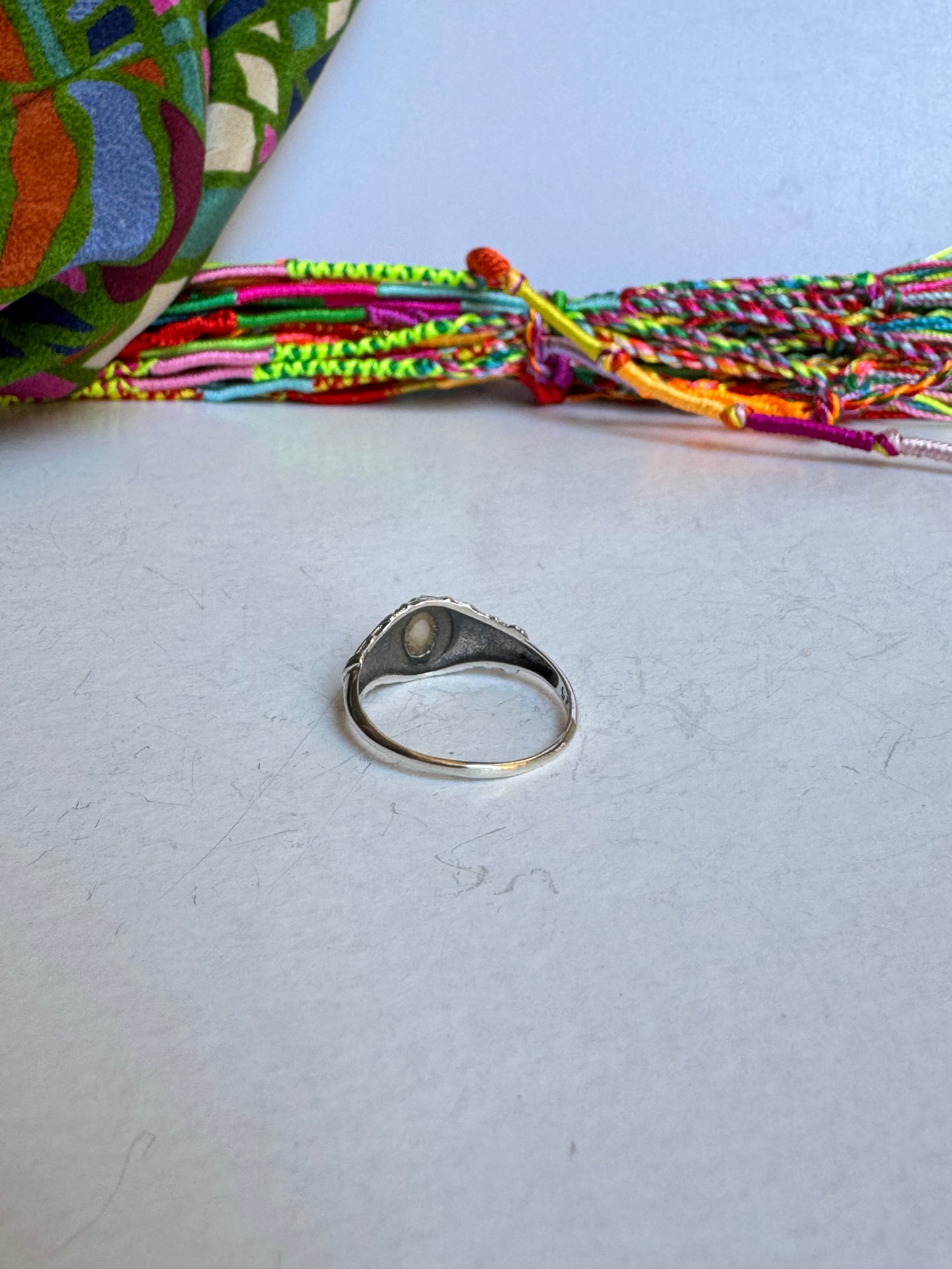 Anello argento 925 opale bianca misura 19 - 1OP