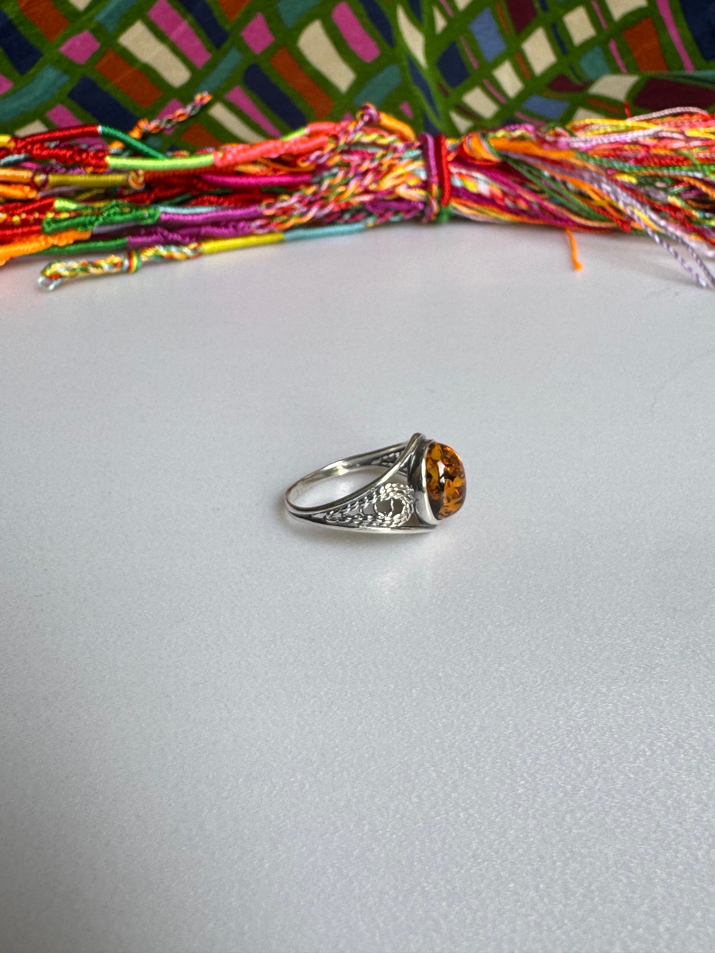 925 silver amber ring size 16/17 - 51A