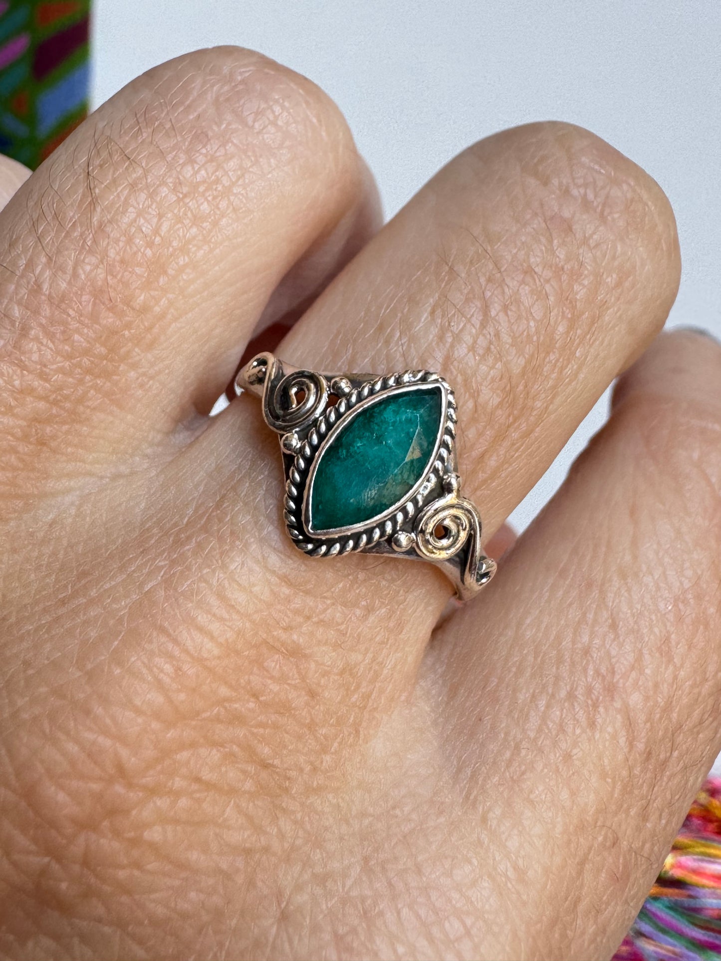 Anello argento 925 radice di smeraldo misura 20 M8