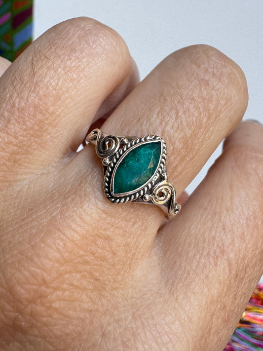 Anello argento 925 radice di smeraldo misura 20 M8