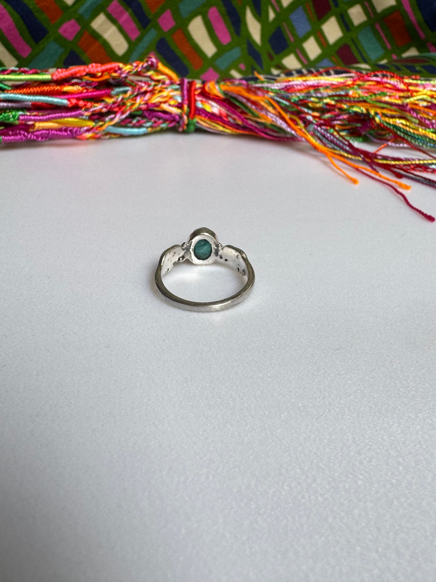 925 silver ring with emerald root, size 16 - 4RS