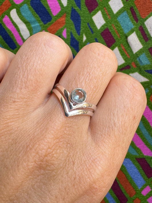 Aquamarin Silberring Größe 18/19 - X57